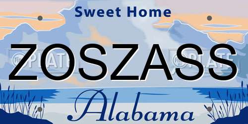 ZOSZASS Alabama License Plate