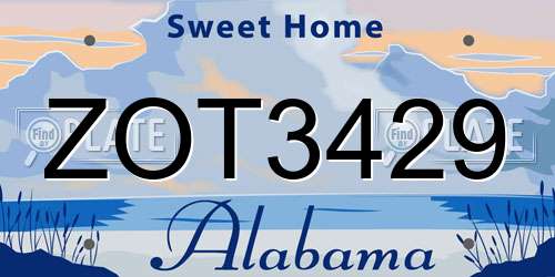 ZOT3429 Alabama License Plate