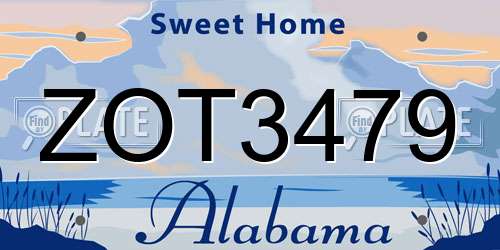 ZOT3479 Alabama License Plate
