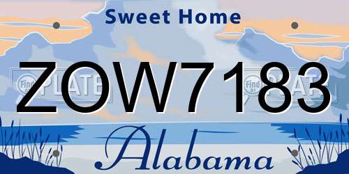 ZOW7183 Alabama License Plate
