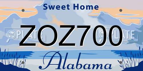 ZOZ700 Alabama License Plate