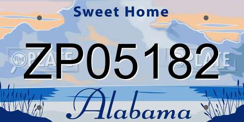 ZP05182 Alabama License Plate