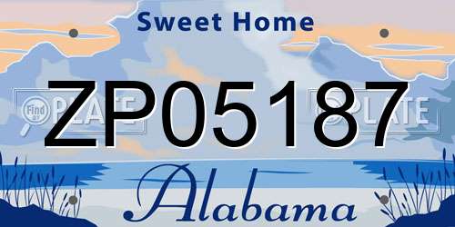 ZP05187 Alabama License Plate