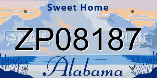 ZP08187 Alabama License Plate