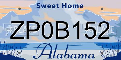 ZP0B152 Alabama License Plate