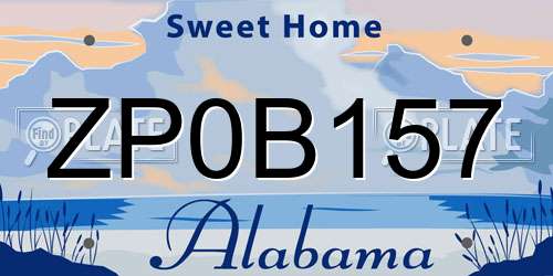 ZP0B157 Alabama License Plate