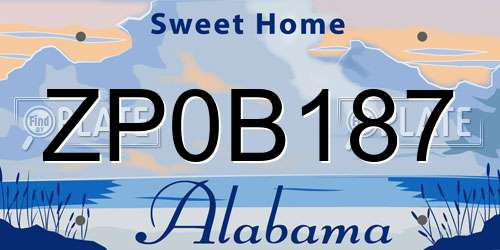 ZP0B187 Alabama License Plate
