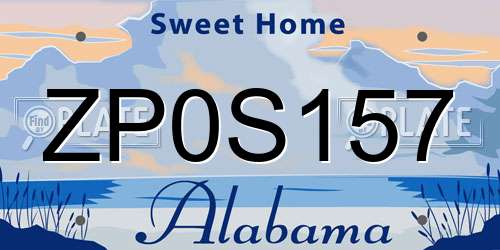 ZP0S157 Alabama License Plate