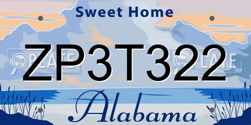 ZP3T322 Alabama License Plate