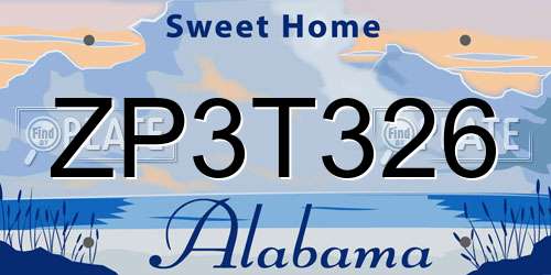 ZP3T326 Alabama License Plate