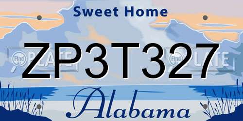 ZP3T327 Alabama License Plate