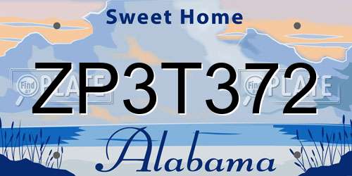 ZP3T372 Alabama License Plate