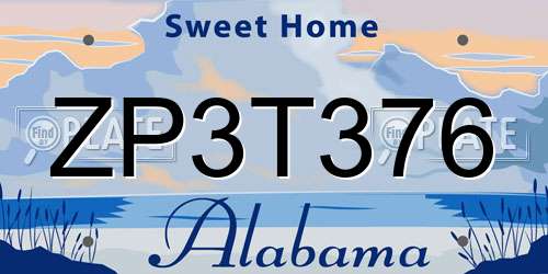 ZP3T376 Alabama License Plate