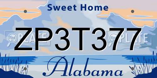 ZP3T377 Alabama License Plate