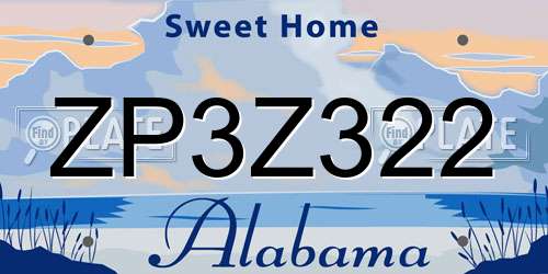 ZP3Z322 Alabama License Plate