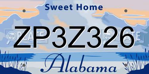 ZP3Z326 Alabama License Plate
