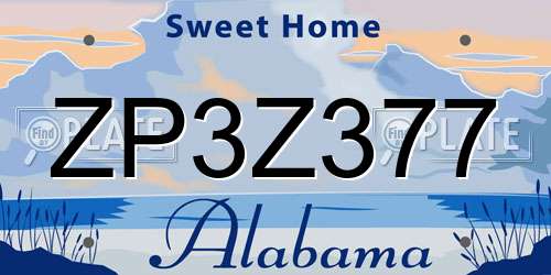 ZP3Z377 Alabama License Plate