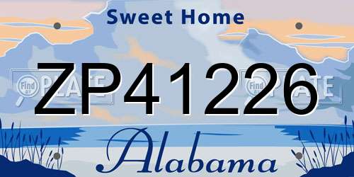 ZP41226 Alabama License Plate