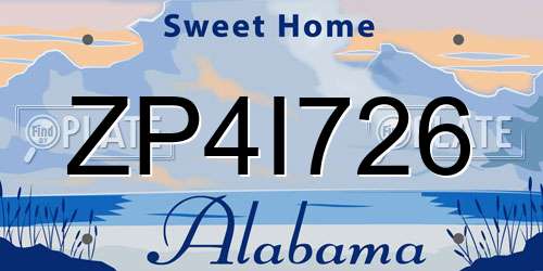 ZP4I726 Alabama License Plate