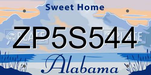 ZP5S544 Alabama License Plate