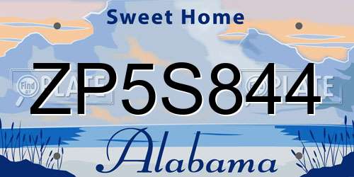 ZP5S844 Alabama License Plate