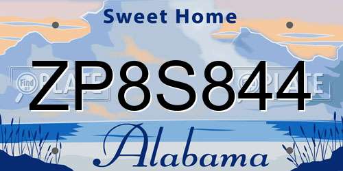 ZP8S844 Alabama License Plate