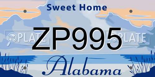 ZP995 Alabama License Plate