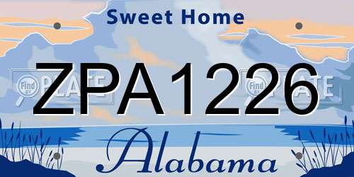 ZPA1226 Alabama License Plate