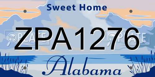 ZPA1276 Alabama License Plate