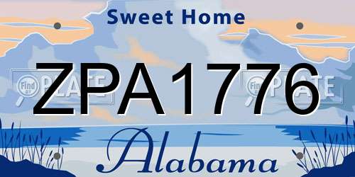 ZPA1776 Alabama License Plate