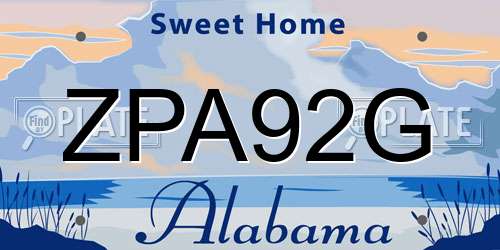 ZPA92G Alabama License Plate