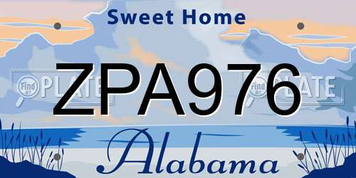 ZPA976 Alabama License Plate
