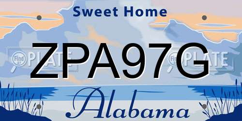 ZPA97G Alabama License Plate