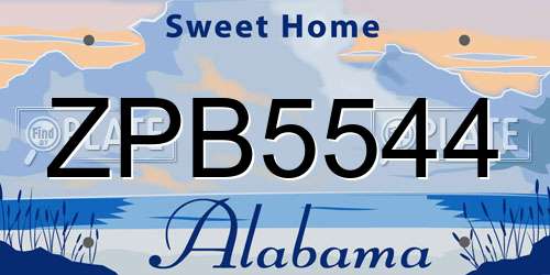ZPB5544 Alabama License Plate