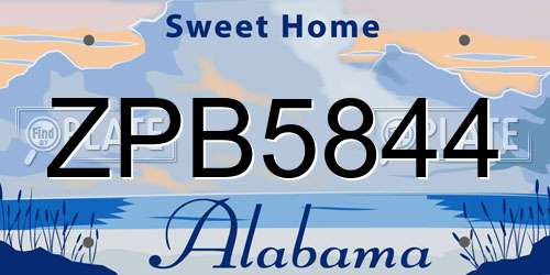 ZPB5844 Alabama License Plate