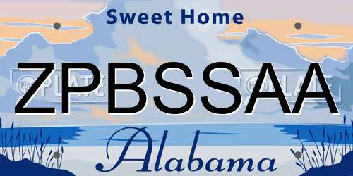 ZPBSSAA Alabama License Plate