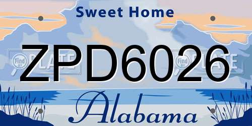 ZPD6026 Alabama License Plate