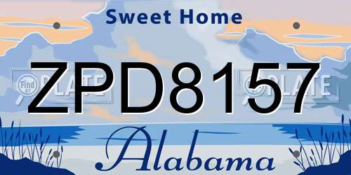ZPD8157 Alabama License Plate