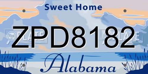 ZPD8182 Alabama License Plate