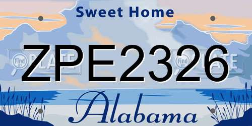 ZPE2326 Alabama License Plate