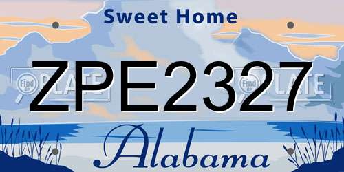 ZPE2327 Alabama License Plate