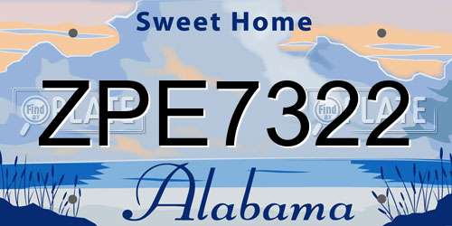 ZPE7322 Alabama License Plate