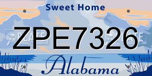 ZPE7326 Alabama License Plate