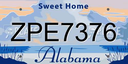 ZPE7376 Alabama License Plate