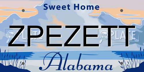 ZPEZETT Alabama License Plate