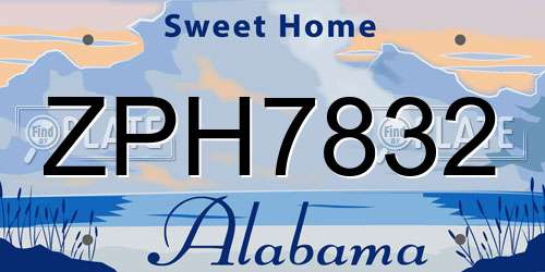 ZPH7832 Alabama License Plate