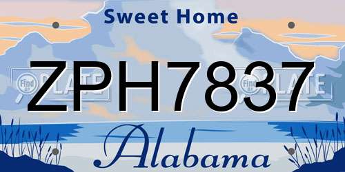 ZPH7837 Alabama License Plate