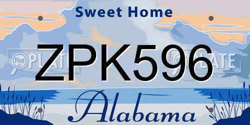 ZPK596 Alabama License Plate