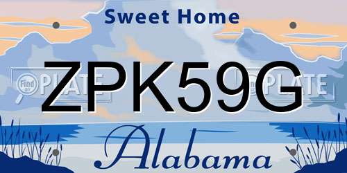 ZPK59G Alabama License Plate