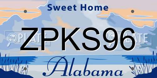 ZPKS96 Alabama License Plate
